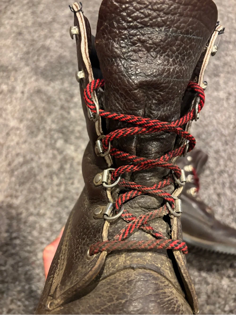 Irish Setter Brown Leather Work Boots with Red Laces